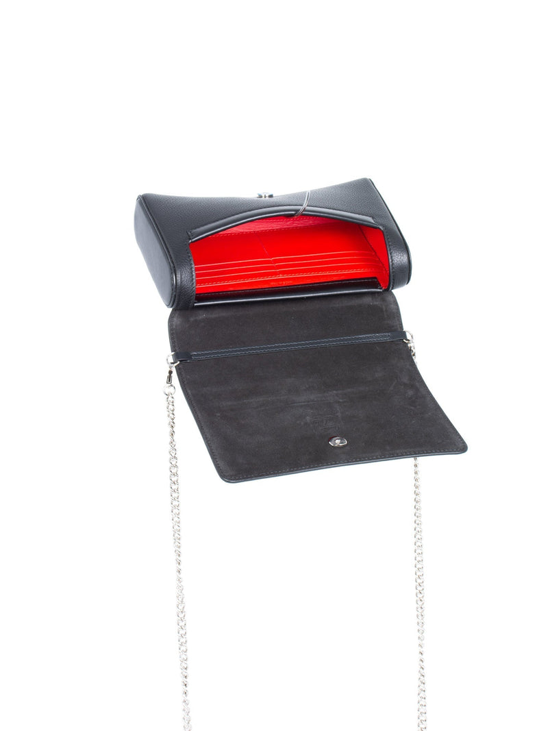 Christian Louboutin Leather Love Graffiti Rubylou Flap Messenger Black-designer resale