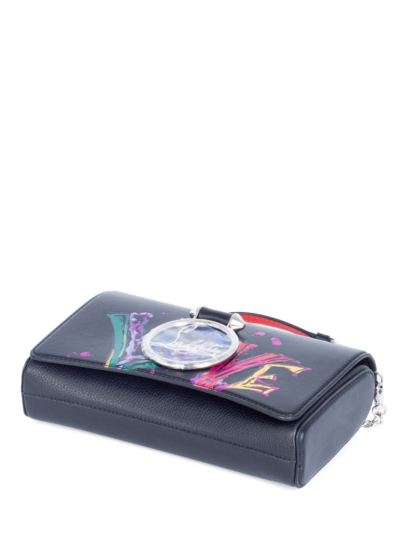 Christian Louboutin Leather Love Graffiti Rubylou Flap Messenger Black-designer resale