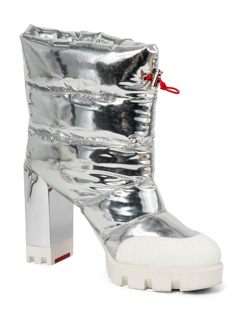 Christian Louboutin Oriona 100 Puff Captoe Boots Silver White-designer resale