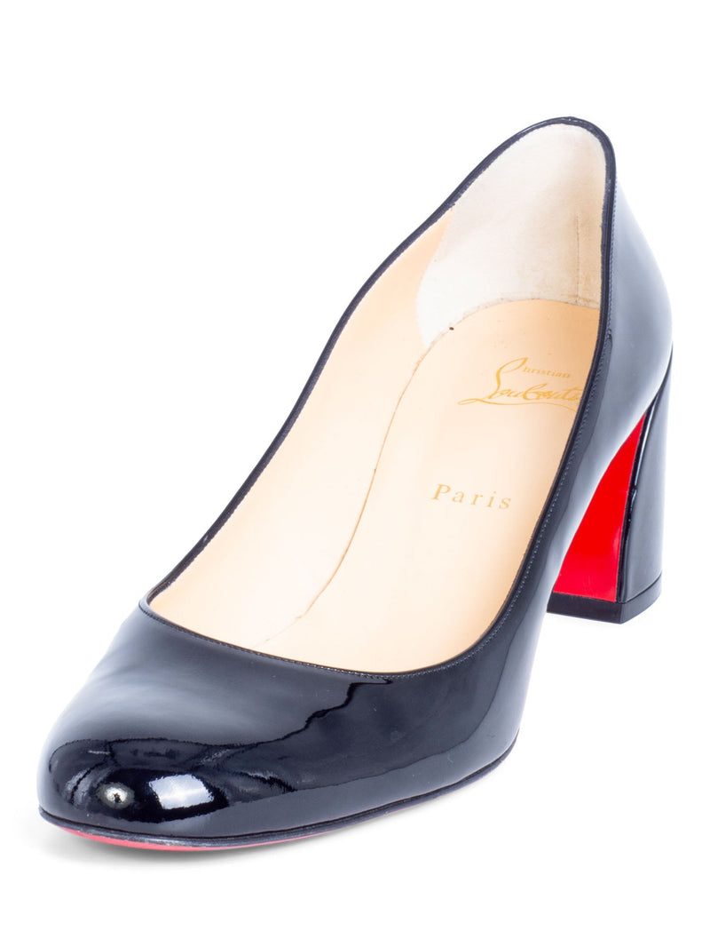 Christian Louboutin Patent Leather Block Heels Black-designer resale