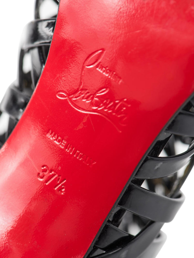 Christian Louboutin Patent Leather Strapped Heel Black-designer resale