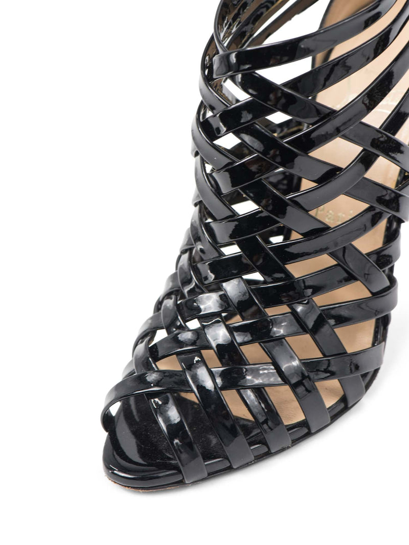 Christian Louboutin Patent Leather Strapped Heel Black-designer resale
