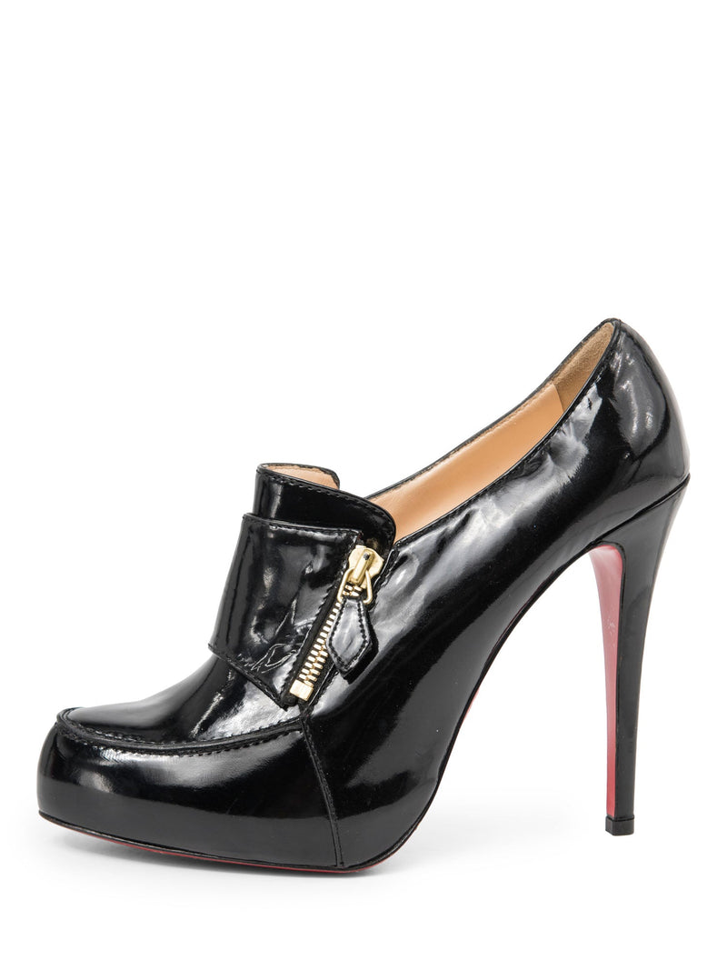 Christian Louboutin Bibooty Black Gold Platinum Metallic Patent Leather  Booties