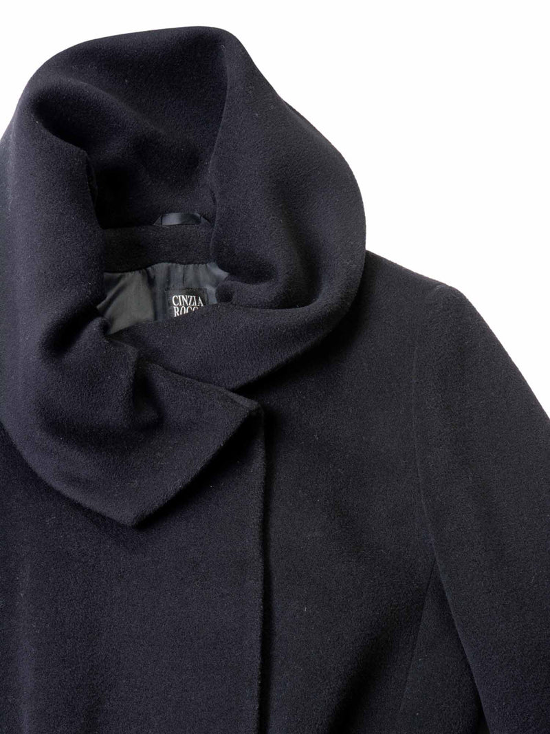 Cinzia Rocca Wool Collared Coat Black-designer resale