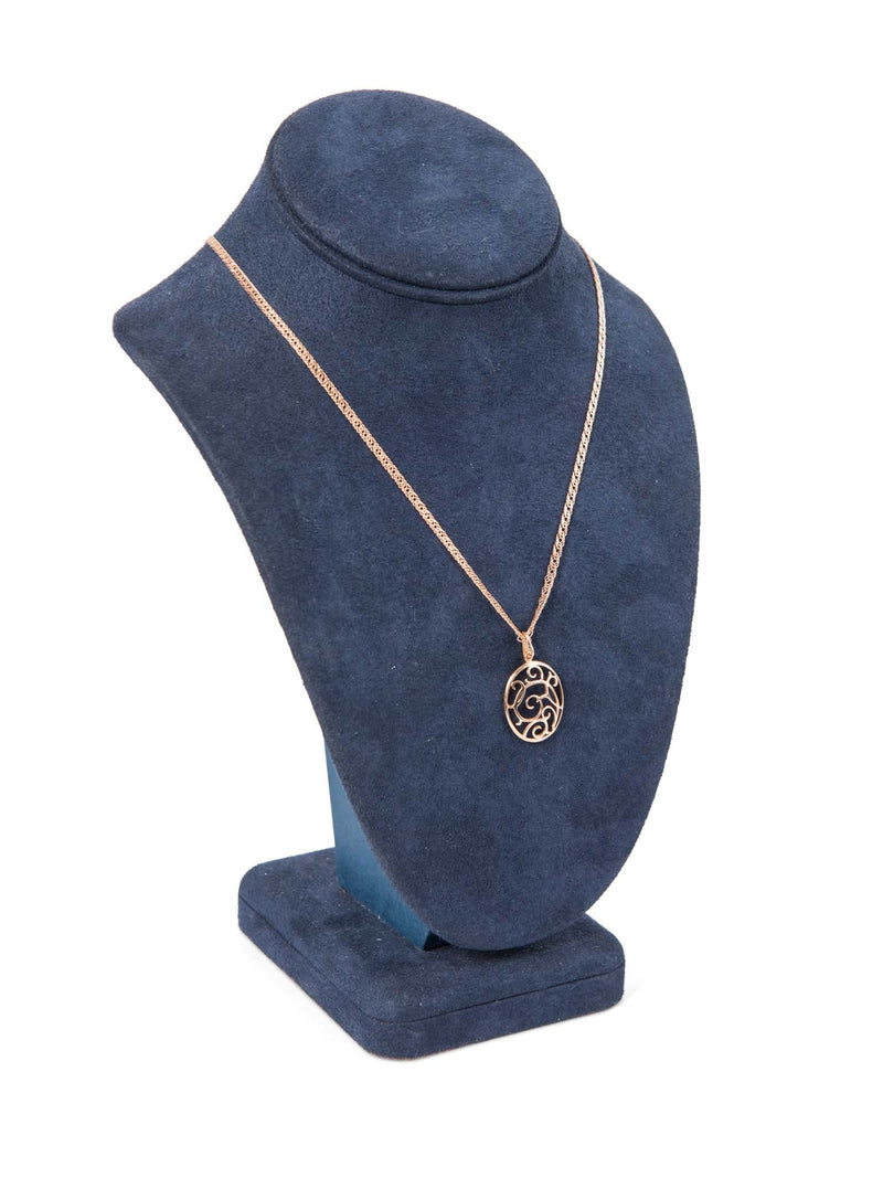 Custom 14K Gold Floral Motif Prosperity Necklace-designer resale