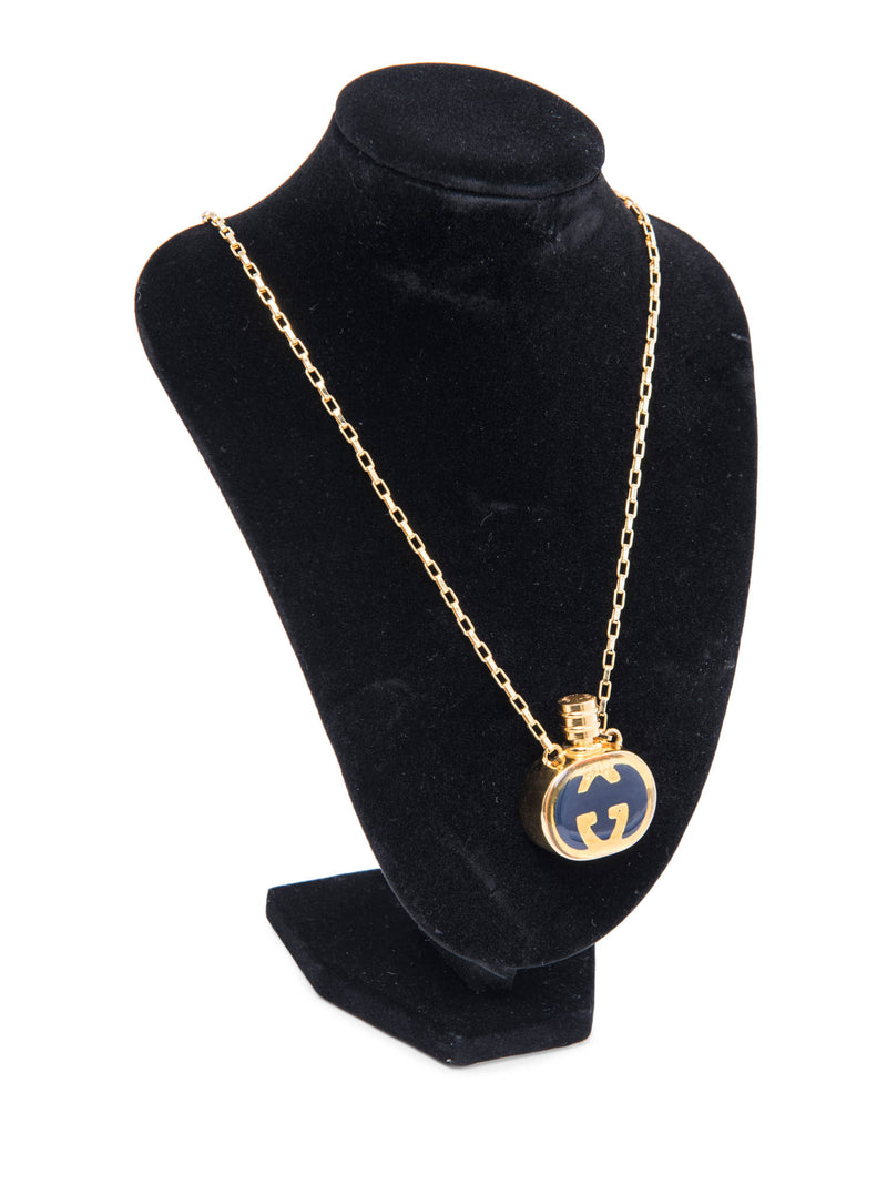 Gucci GG Logo 24K Gold Plated Perfume Necklace