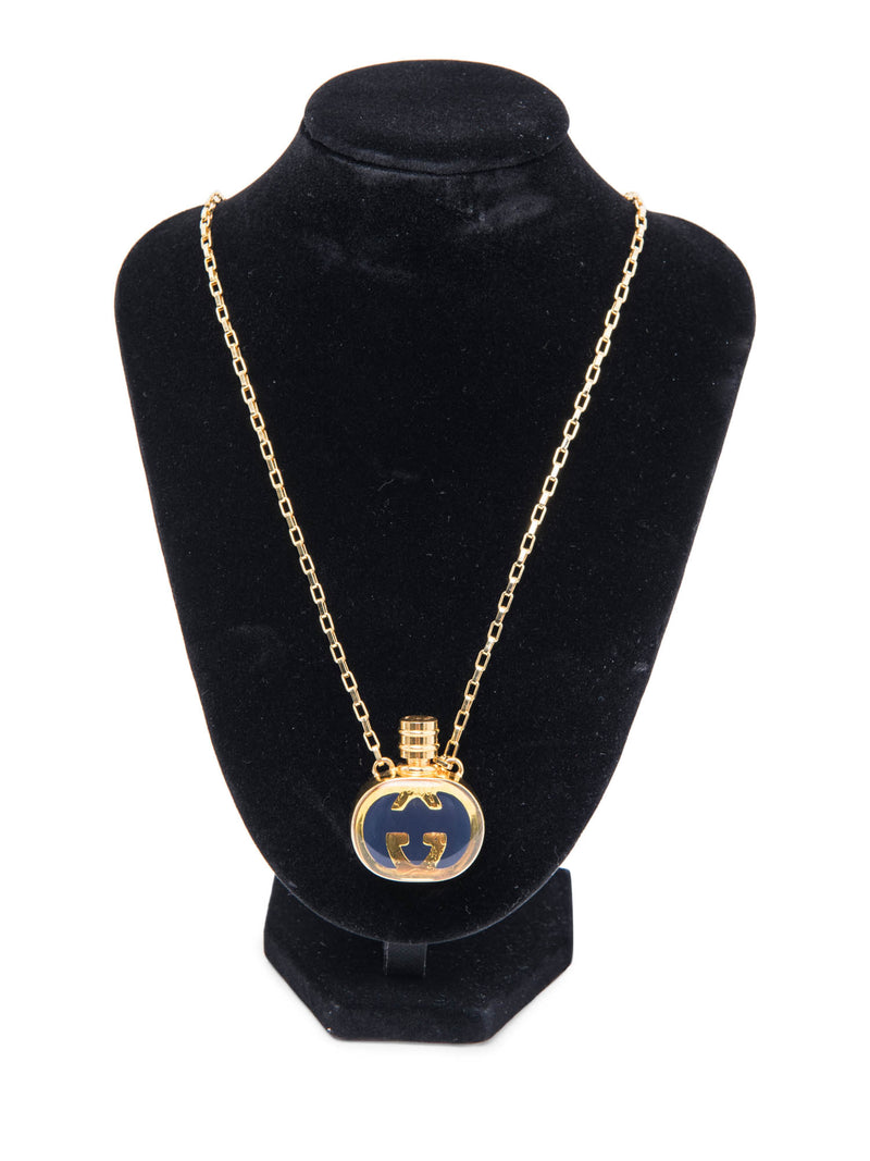 Gucci GG Logo 24K Gold Plated Perfume Necklace