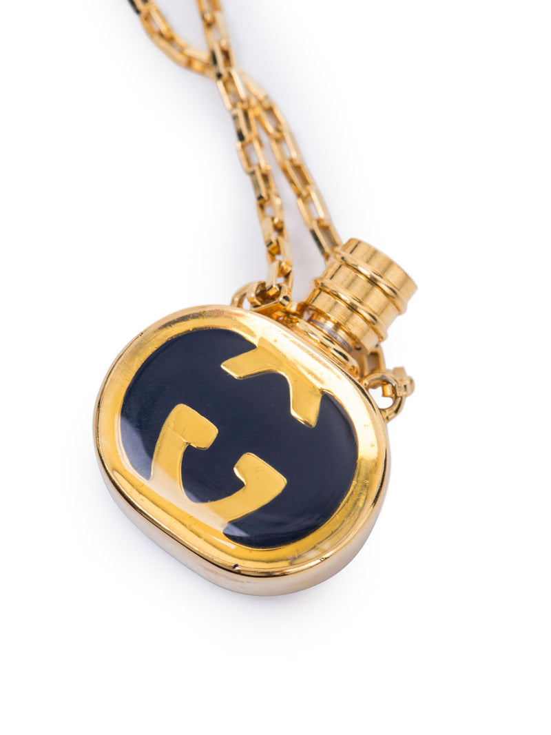 Gucci GG Logo 24K Gold Plated Perfume Necklace