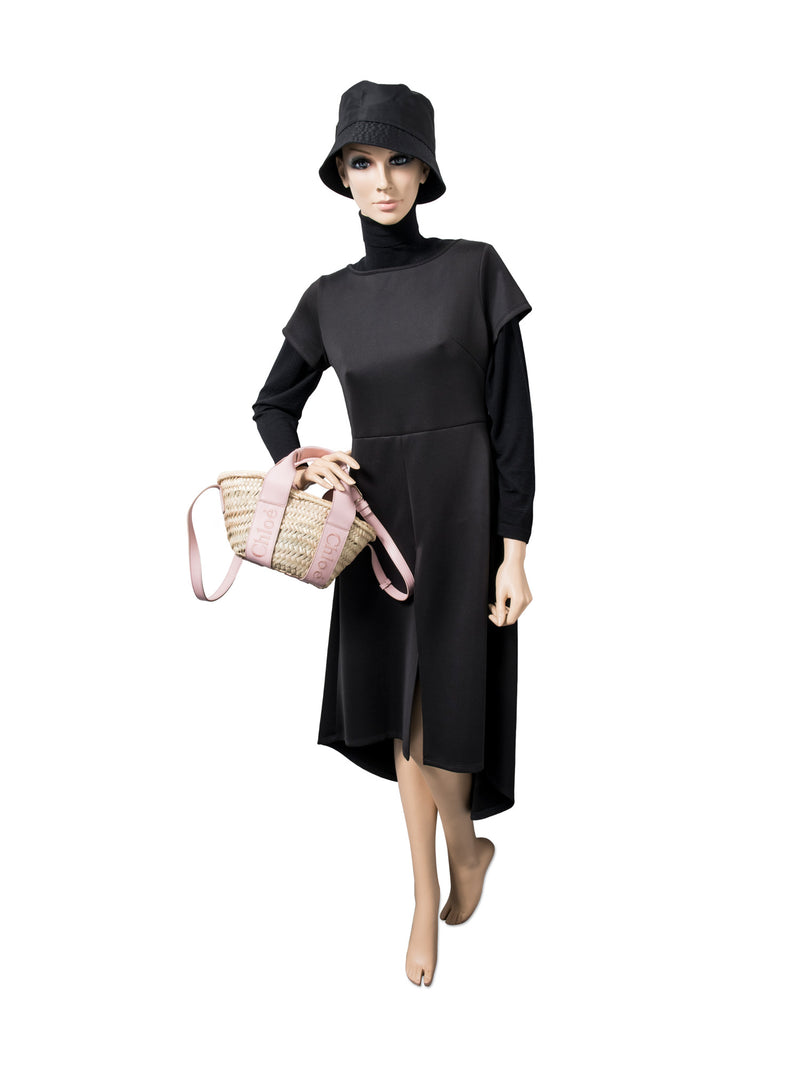 Chloe Logo Leather Raffia Small Sense Tote Bag Pink