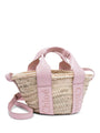 Chloe Logo Leather Raffia Small Sense Tote Bag Pink