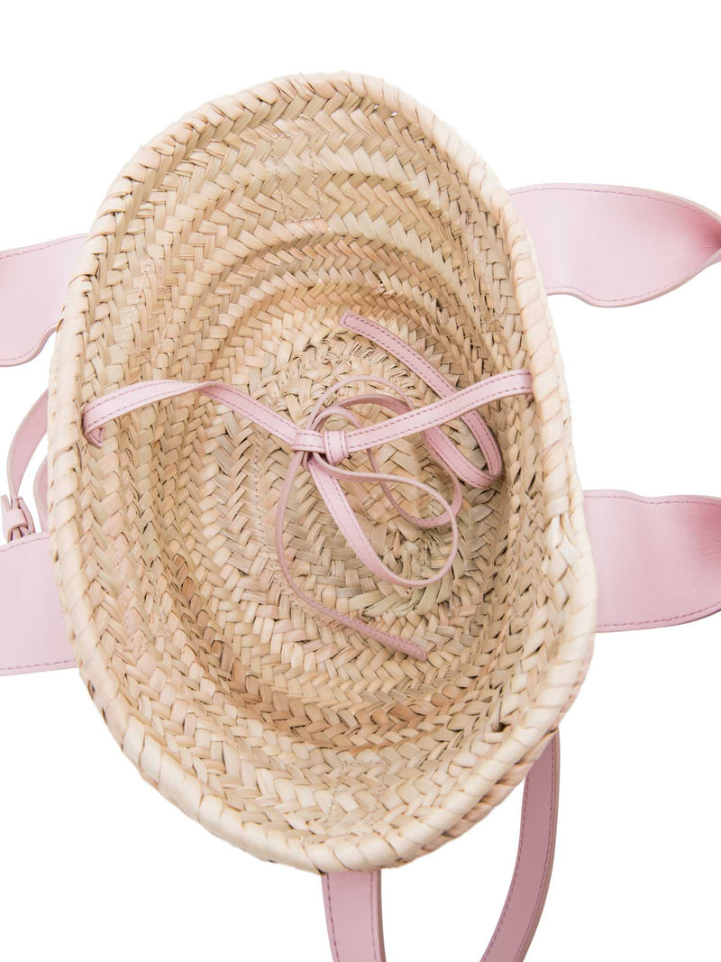 Chloe Logo Leather Raffia Small Sense Tote Bag Pink