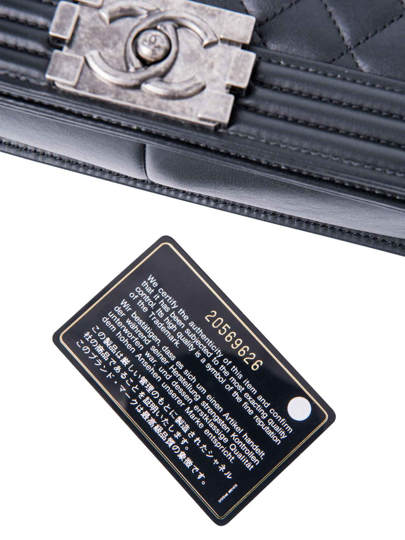 CHANEL Quilted Leather New Medium Boy Bag Black Silver