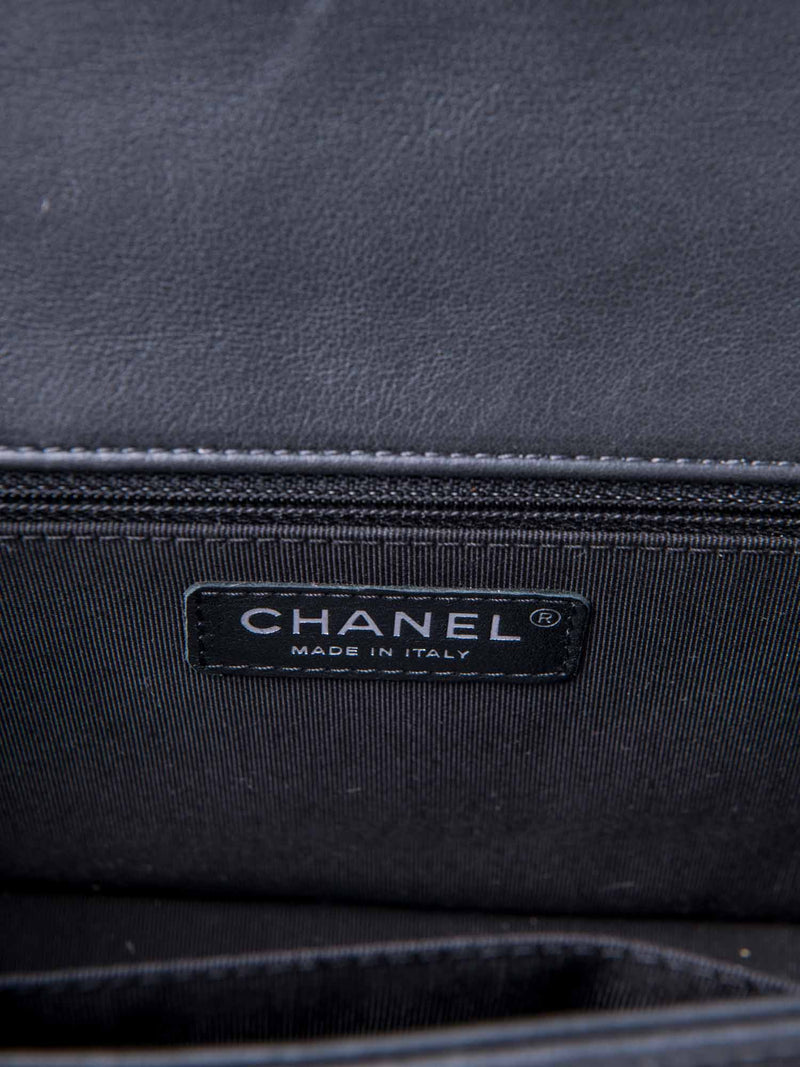 CHANEL Quilted Leather New Medium Boy Bag Black Silver