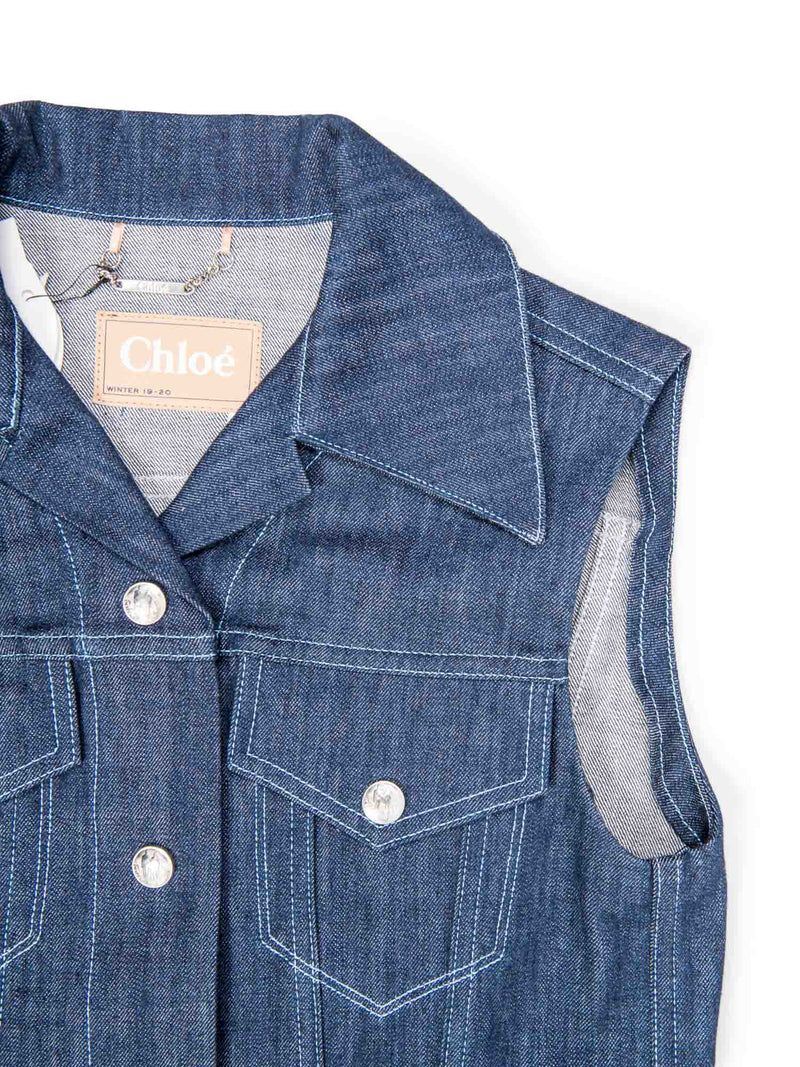 Chloe Infinity Embroidered Denim Vest Multicolor