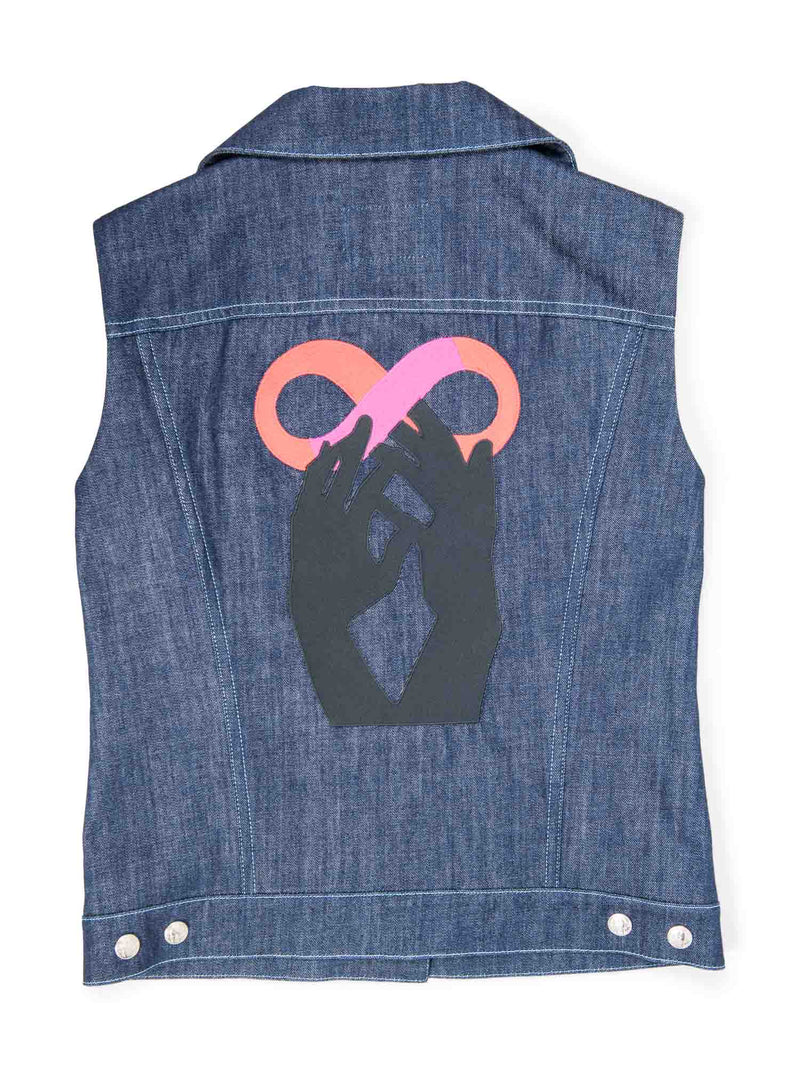 Chloe Infinity Embroidered Denim Vest Multicolor