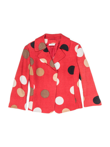 Akris Punto Jacket Tweed Fitted Polka Dot Jacket Red