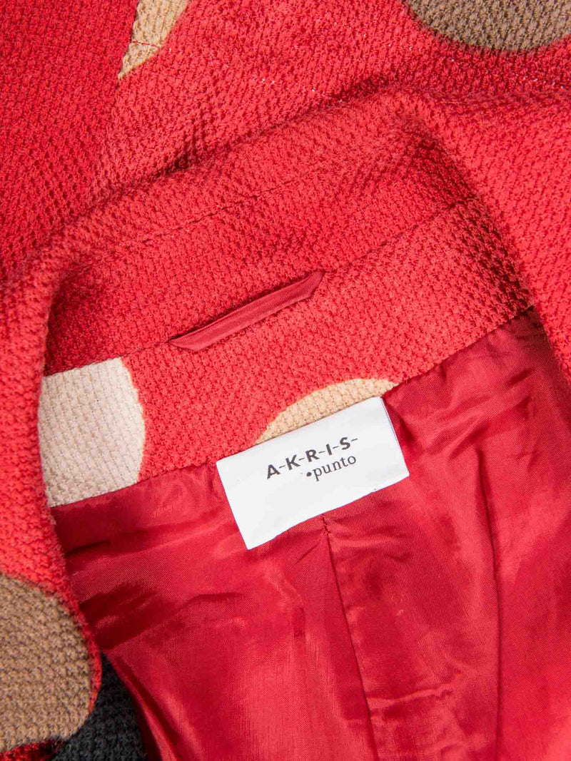 Akris Punto Jacket Tweed Fitted Polka Dot Jacket Red