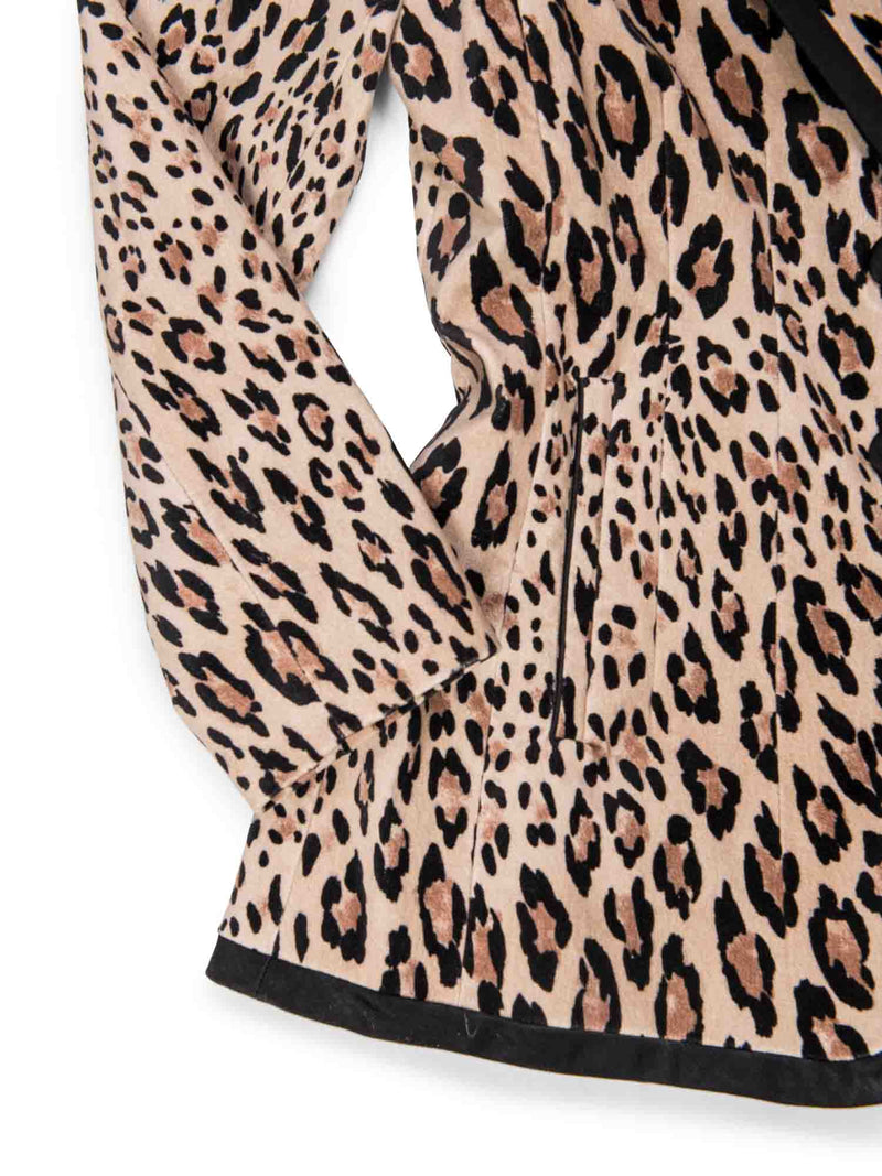Frame Collared Fitted Animal Print Jacket Beige Black
