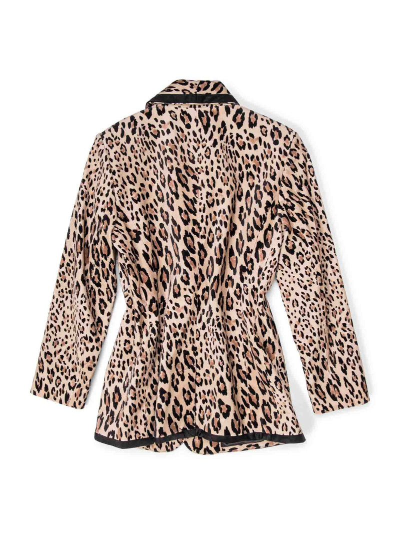 Frame Collared Fitted Animal Print Jacket Beige Black