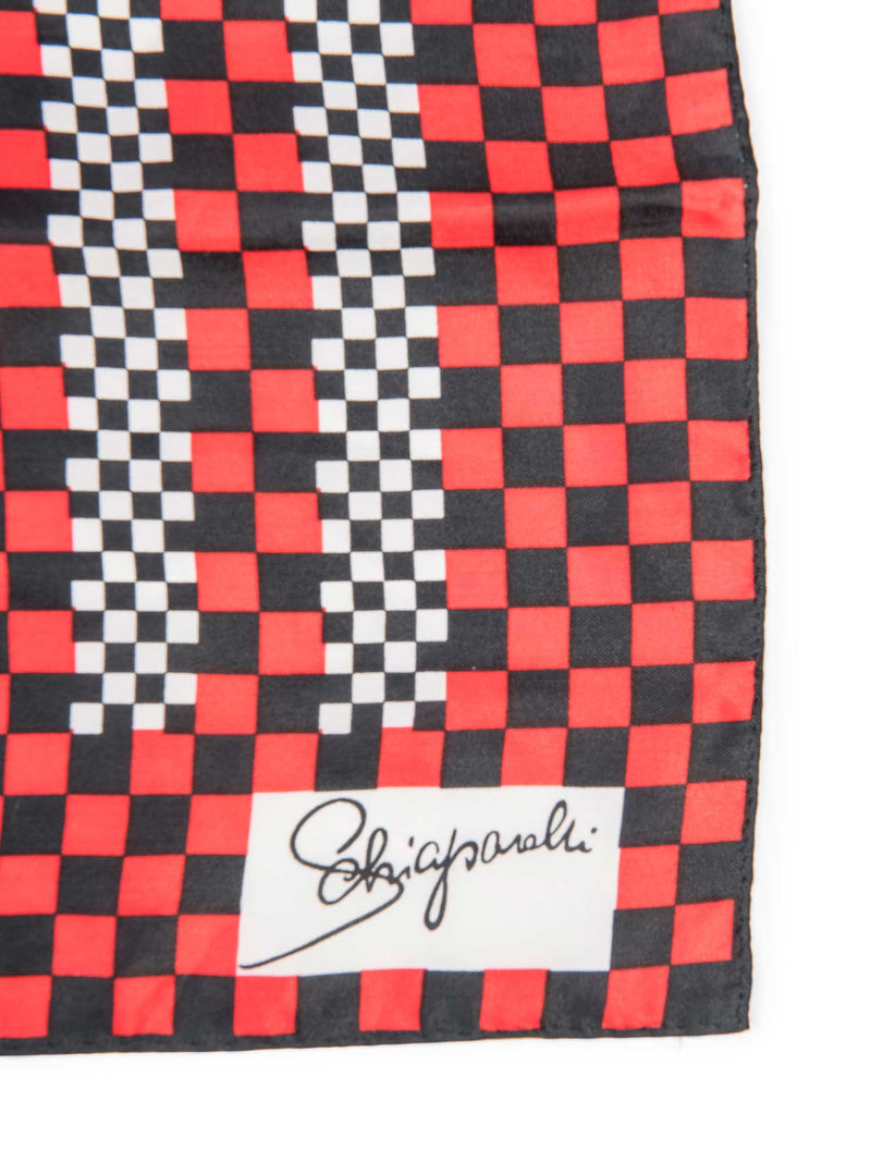 Schiaparelli Logo Formula One Checkered Scarf Multicolor