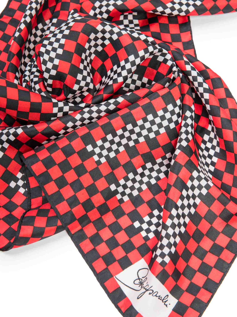 Schiaparelli Logo Formula One Checkered Scarf Multicolor