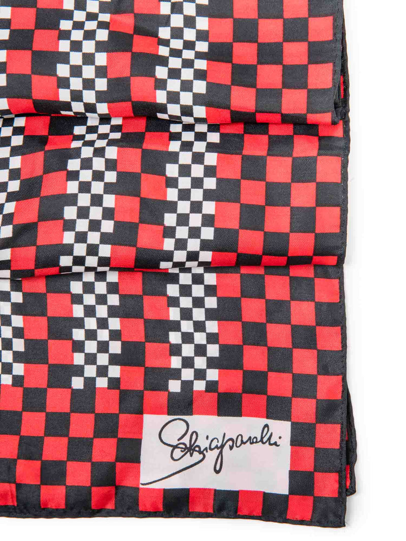 Schiaparelli Logo Formula One Checkered Scarf Multicolor