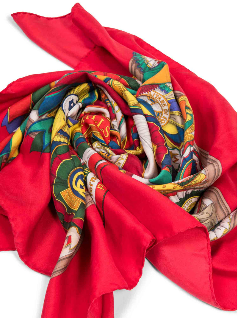 Gucci GG Logo Silk Medallion Scarf Red