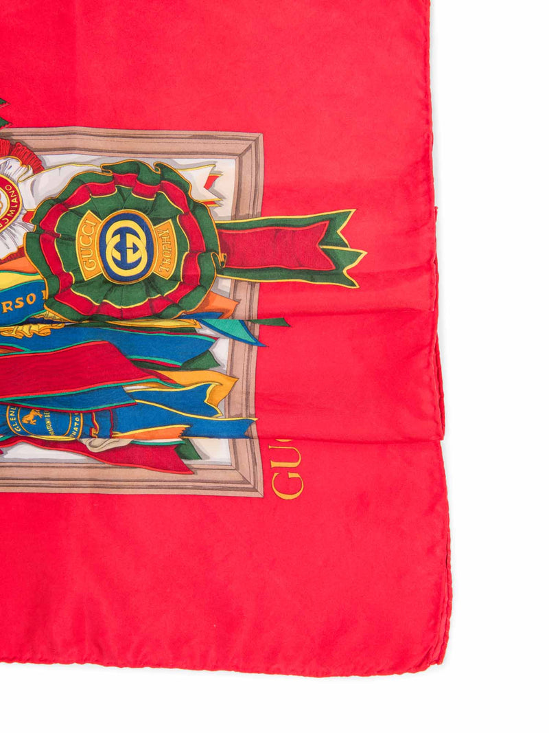 Gucci GG Logo Silk Medallion Scarf Red