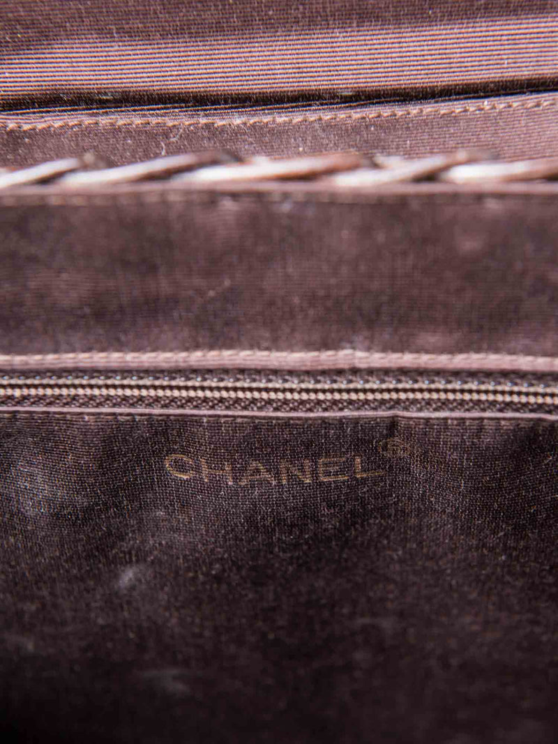 Chanel CC Logo 24K Gold Plated Wicker Basket Bag Brown