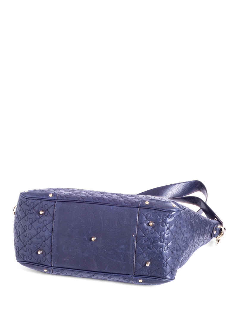 Anya Hindmarch Logo Bow Quilted Neverfull Shopper Bag Navy Blue