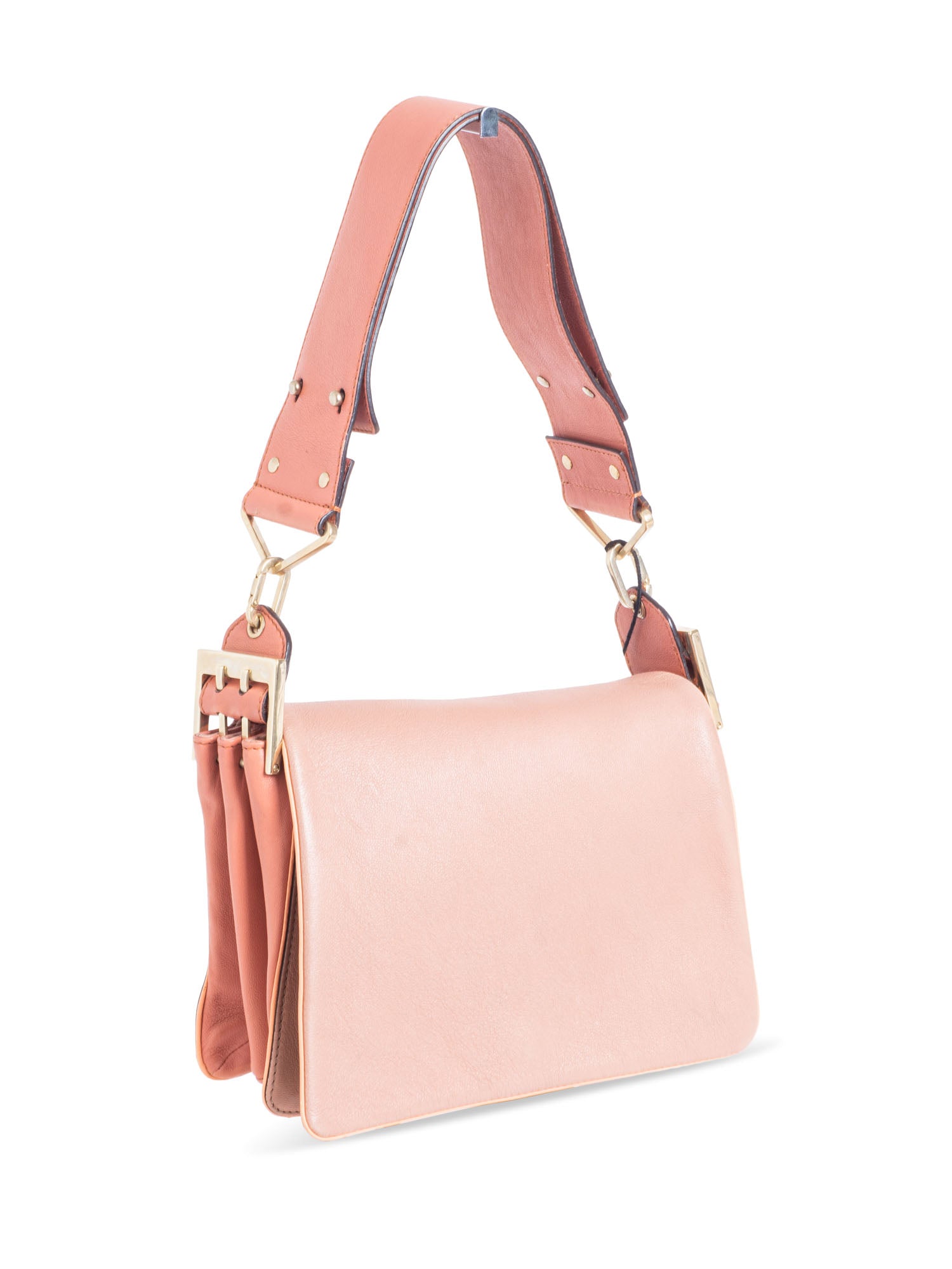 Chloe Leather Accordion Flap Shoulder Bag Blush