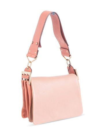 Chloe Leather Accordion Flap Shoulder Bag Blush