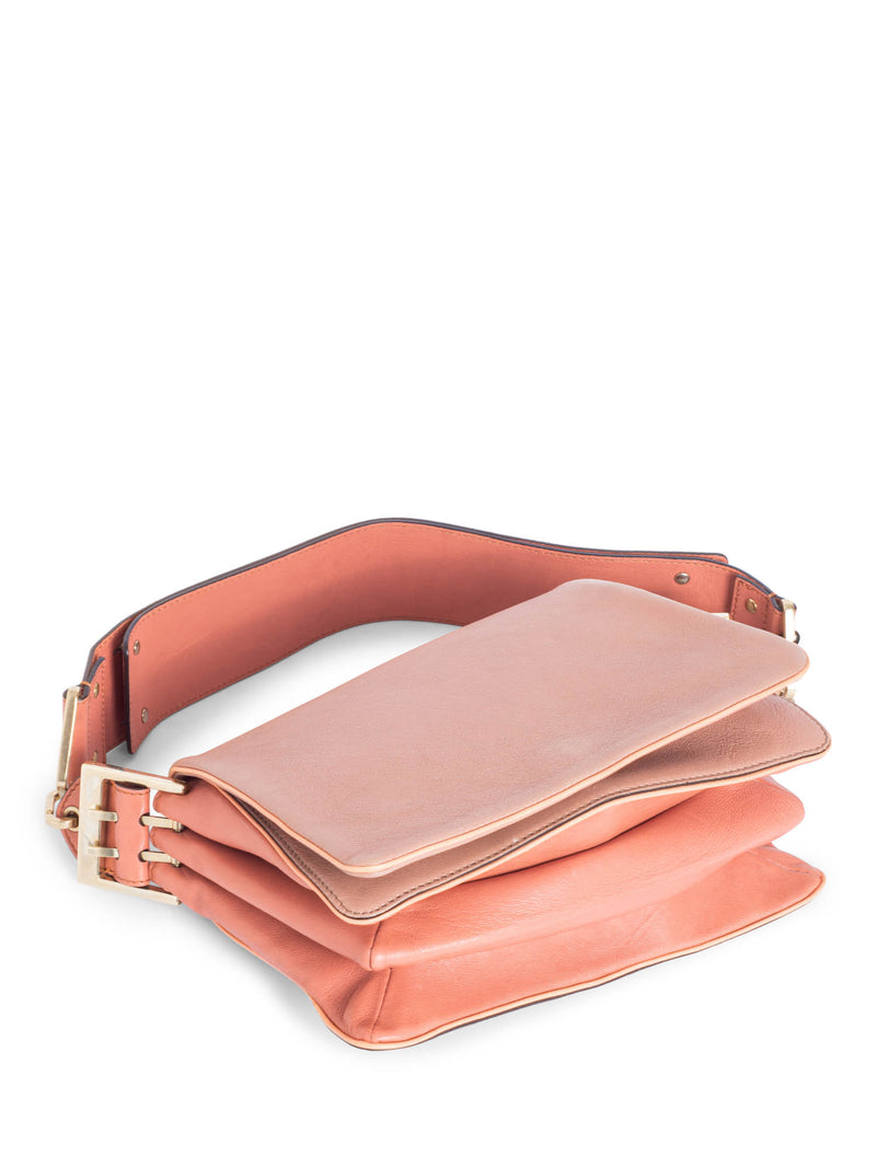 Chloe Leather Accordion Flap Shoulder Bag Blush