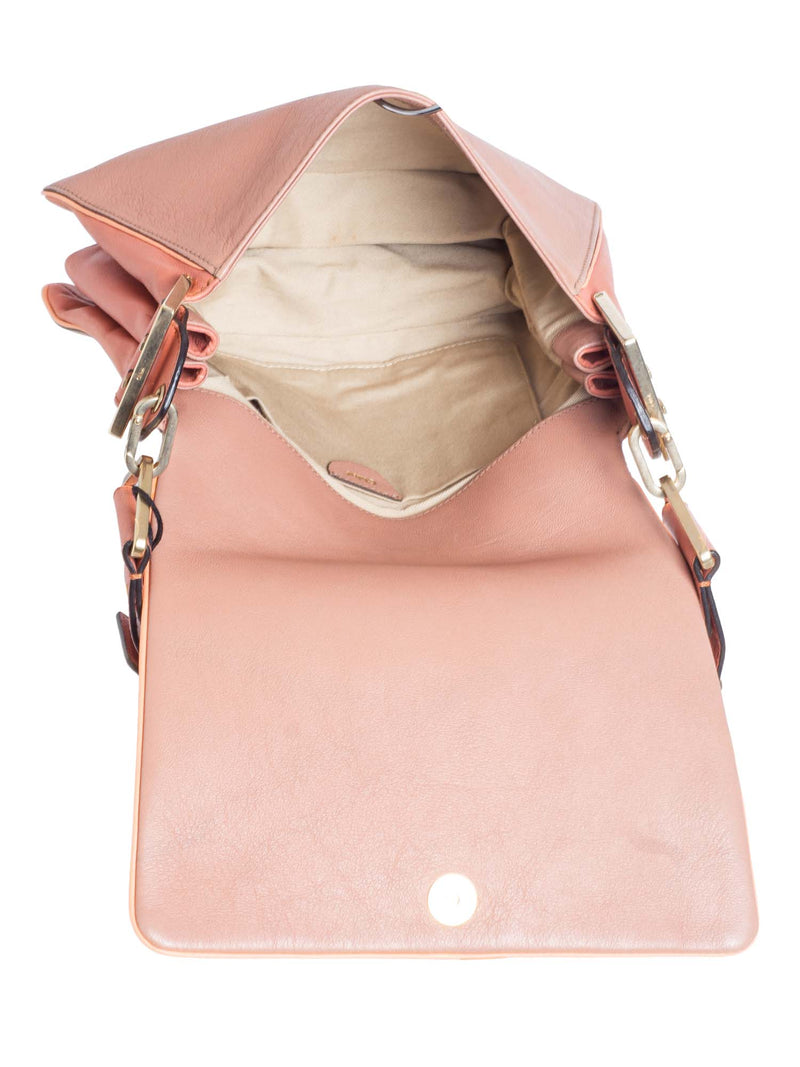 Chloe Leather Accordion Flap Shoulder Bag Blush