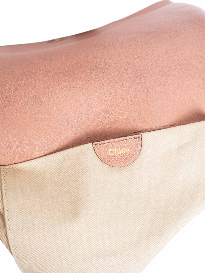 Chloe Leather Accordion Flap Shoulder Bag Blush