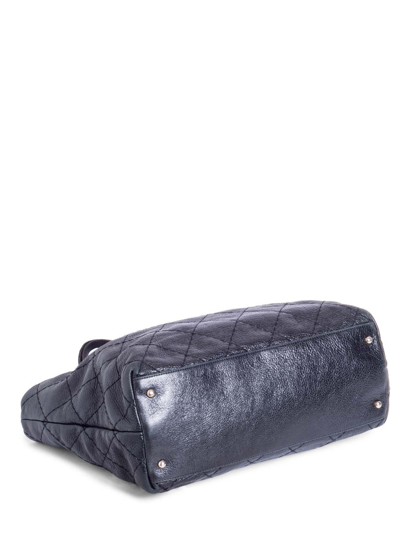 CHANEL CC Logo Quilted Chevre Leather Shopper Bag Black