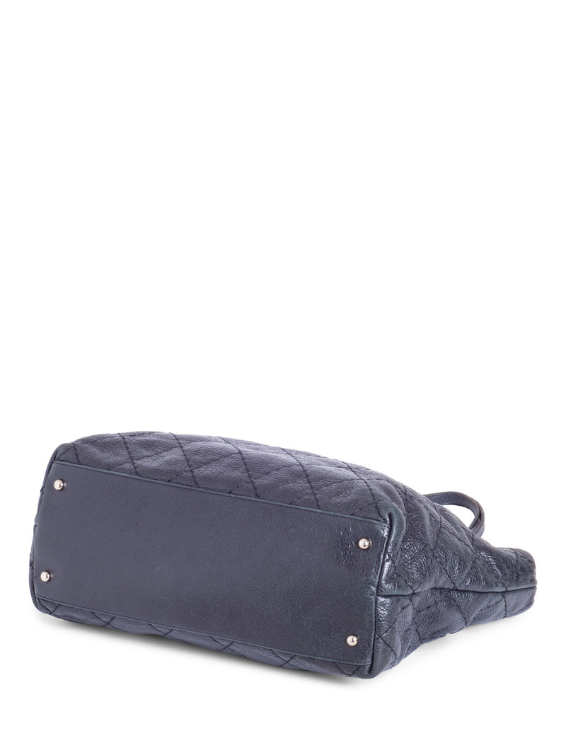 CHANEL CC Logo Quilted Chevre Leather Shopper Bag Black