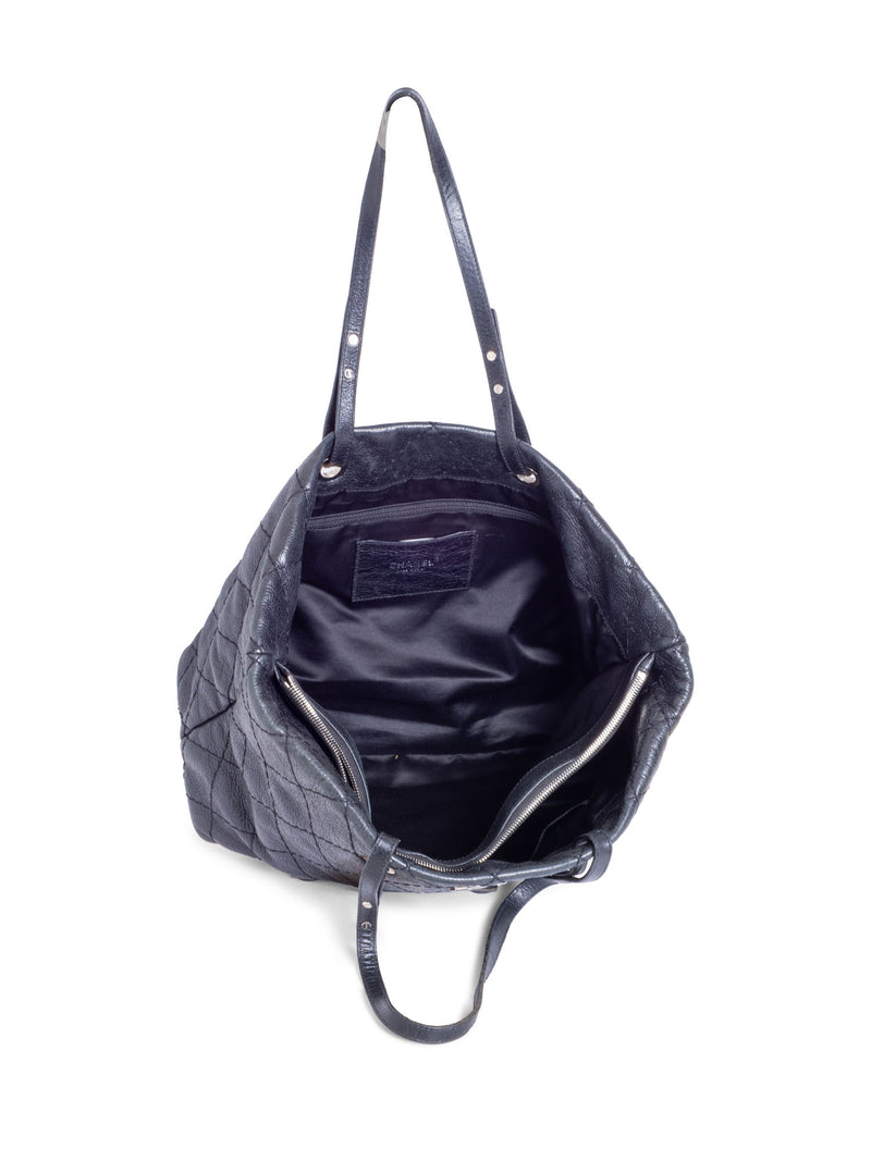 CHANEL CC Logo Quilted Chevre Leather Shopper Bag Black