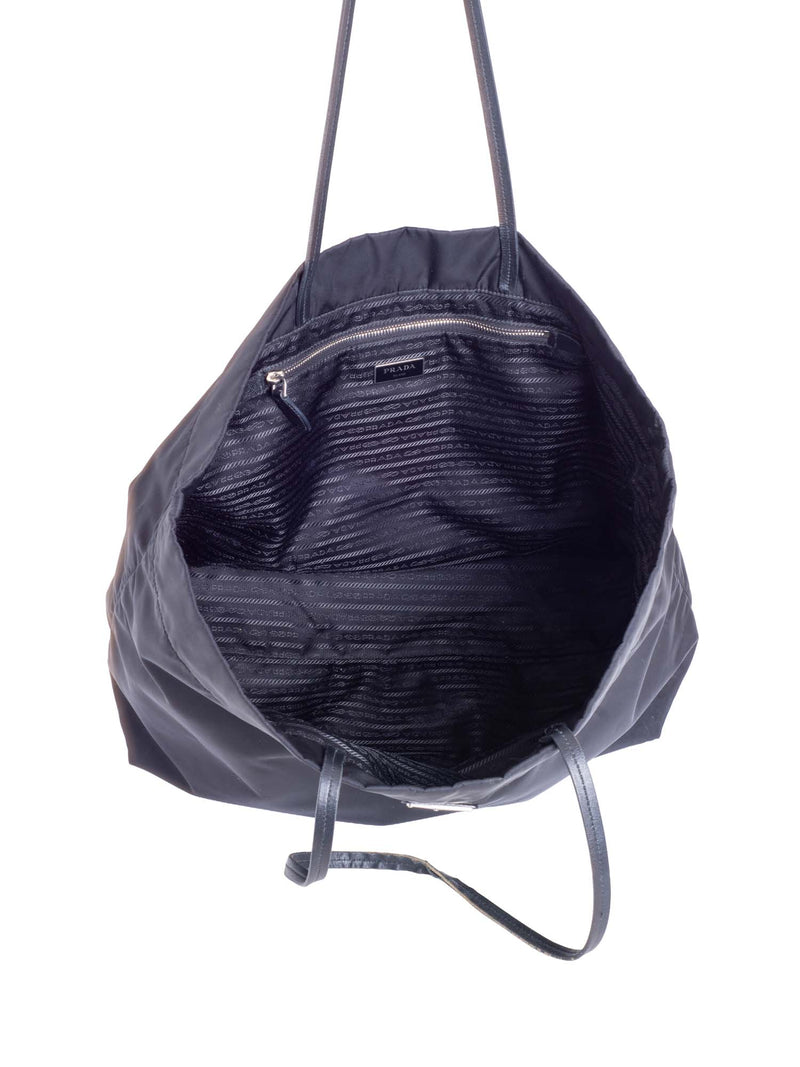 Prada Logo Tessuto Nylon Neverfull Shopper Bag Black