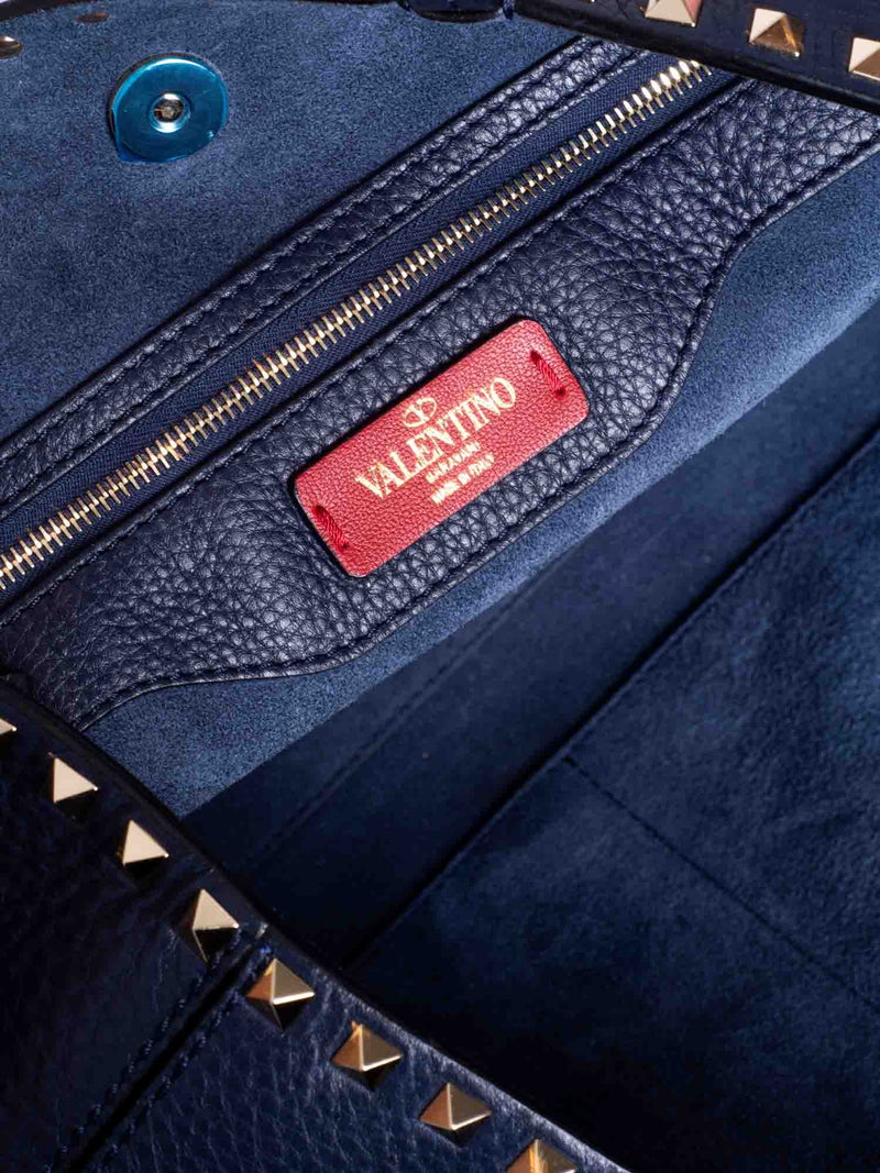 Valentino Logo Studded Neverfull Tote Bag Navy