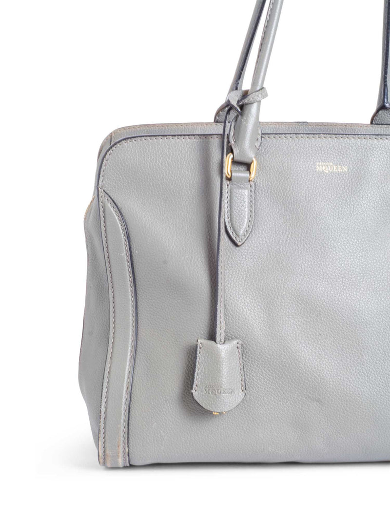 Alexander McQueen Logo Leather Skull Top Handle Shopper Bag Grey