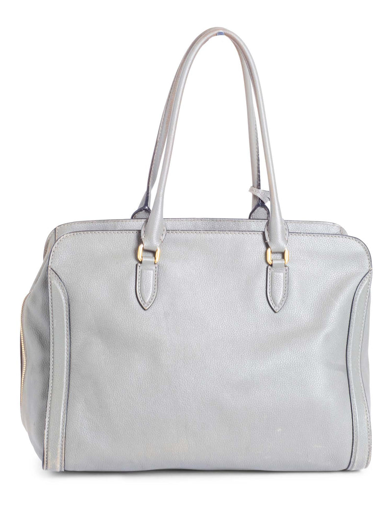 Alexander McQueen Logo Leather Skull Top Handle Shopper Bag Grey