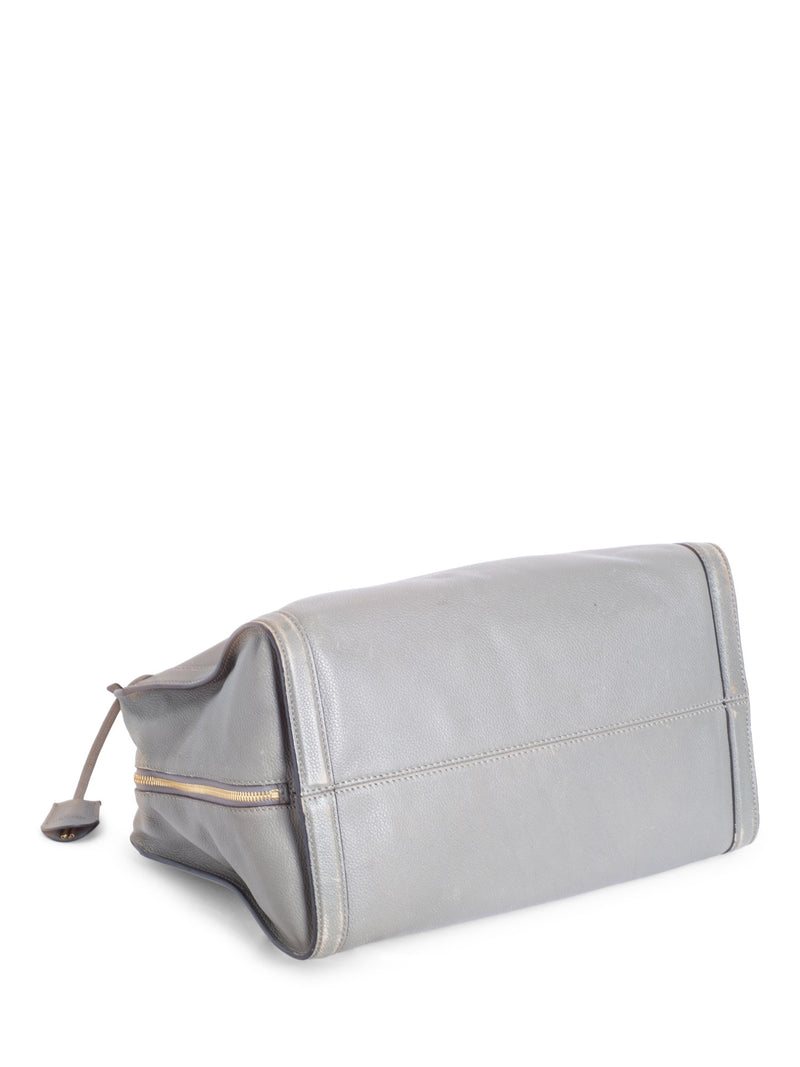 Alexander McQueen Logo Leather Skull Top Handle Shopper Bag Grey