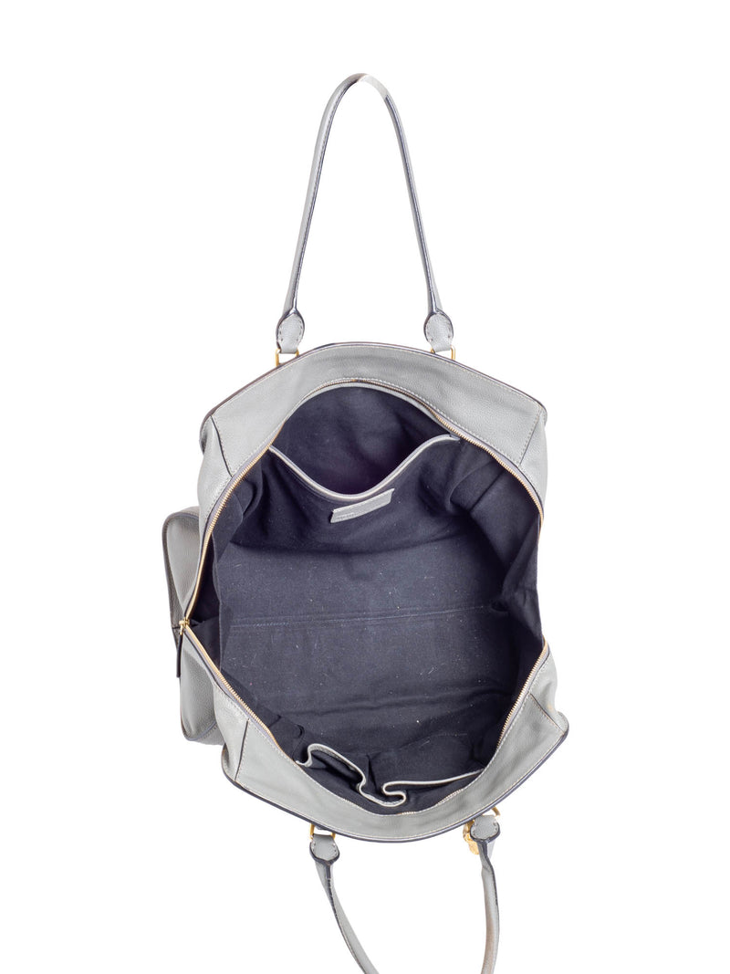 Alexander McQueen Logo Leather Skull Top Handle Shopper Bag Grey