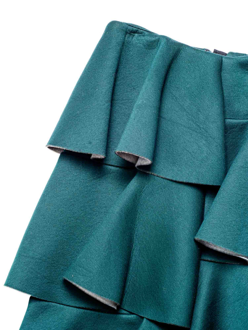 Marni Runway Layered Ruffled Skirt Green
