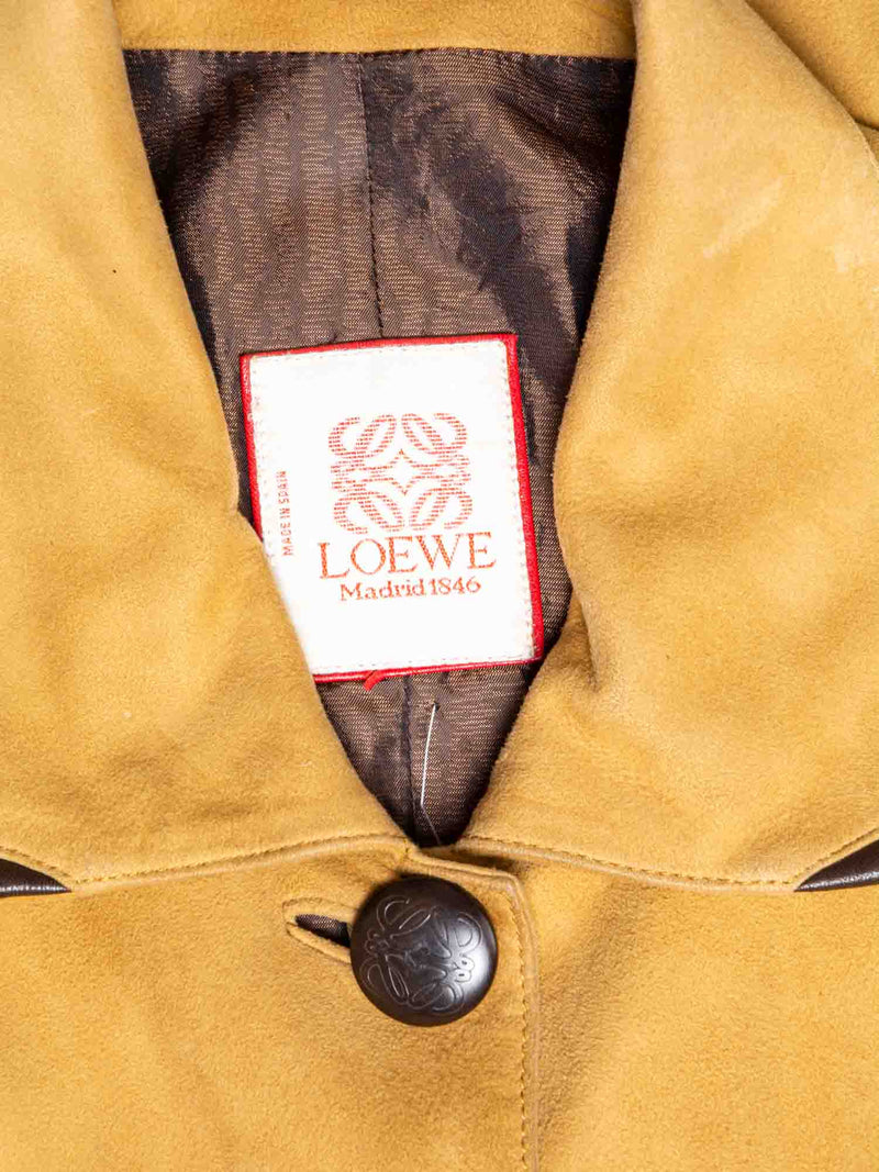 Loewe Logo Suede Leather Fitted Jacket Camel Brown