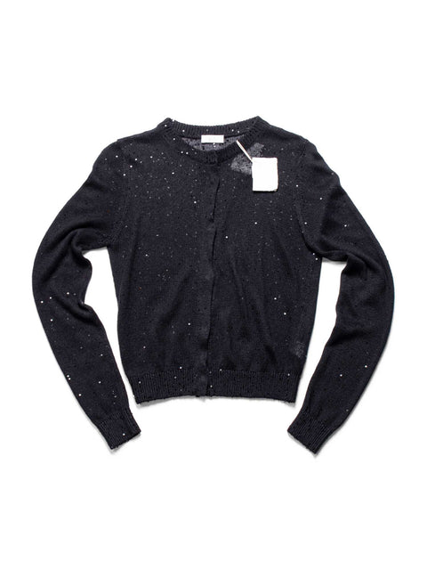 Brunello Cucinelli Knitted Silk Sparkling Sequin Cardigan Black