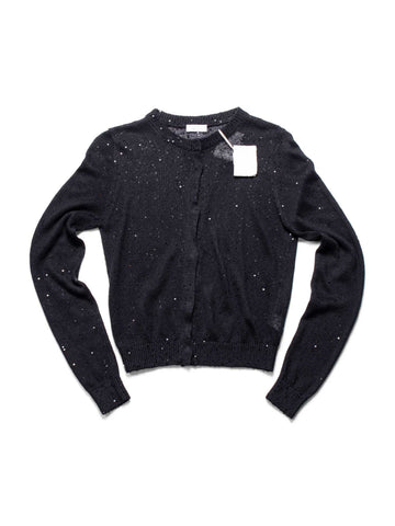 Brunello Cucinelli Knitted Silk Sparkling Sequin Cardigan Black