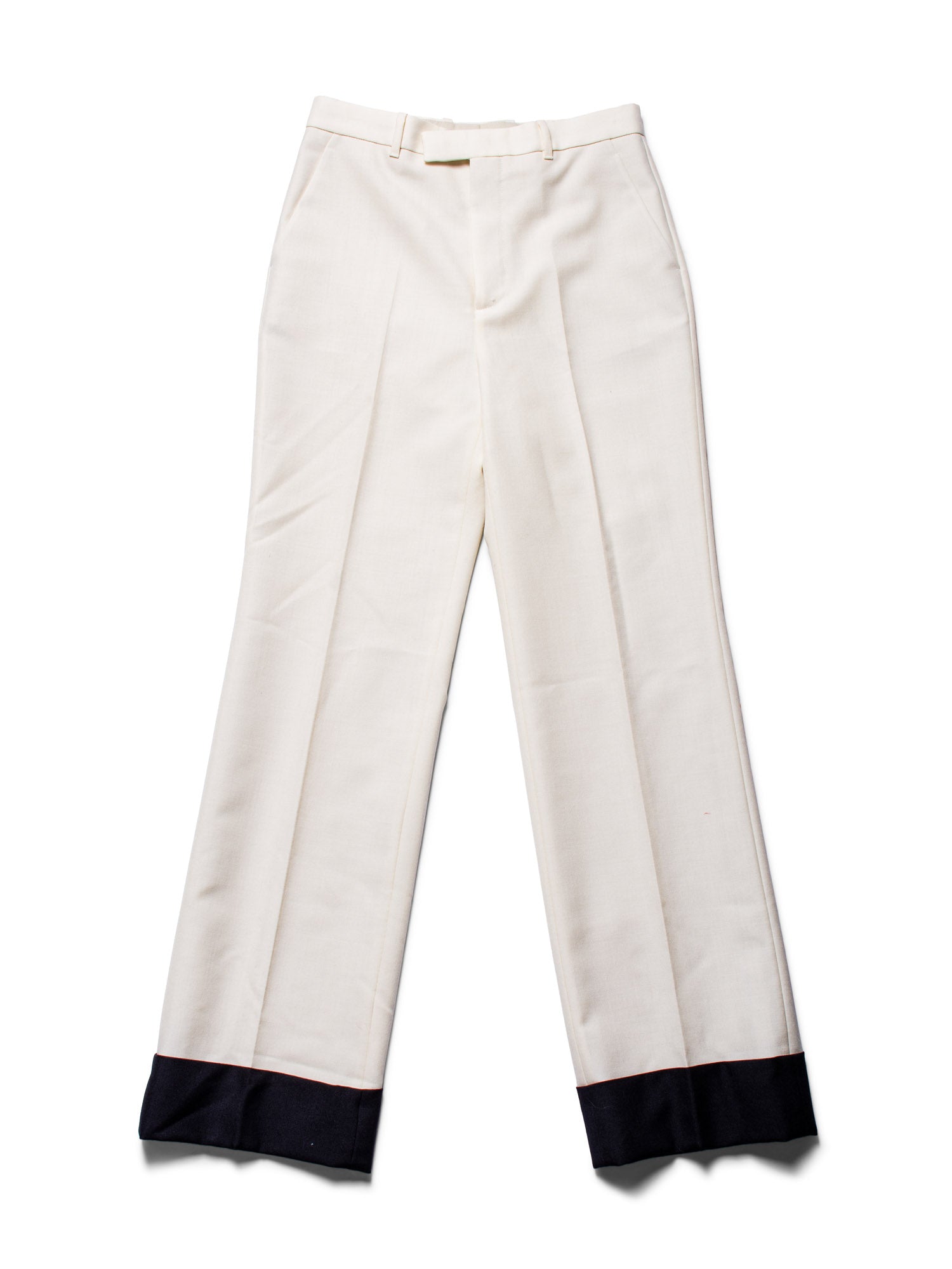 Gucci Wool Pleated Pants Ivory Black