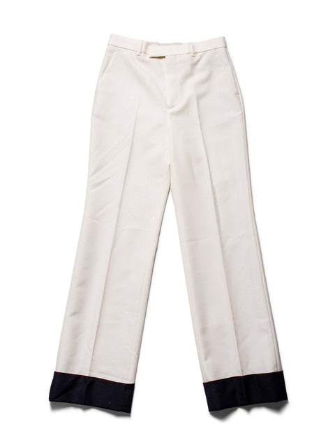 Gucci Wool Pleated Pants Ivory Black